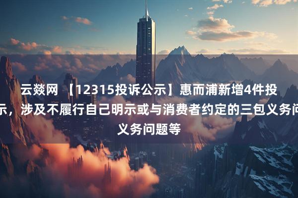 云燚网 【12315投诉公示】惠而浦新增4件投诉公示，涉及不履行自己明示或与消费者约定的三包义务问题等